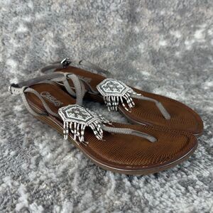 Carlos Sz 7.5 Tonalea Beaded Thong Sandals Slingback Boho Coastal
